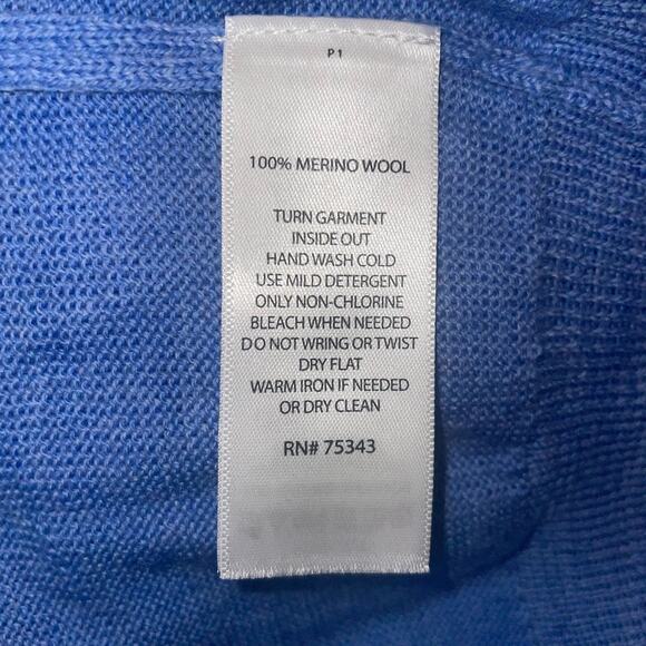 Ethan Pierce Sweater Men's Size L Blue Merino Wool V Neck Long Sleeve Pullover - Picture 4 of 6